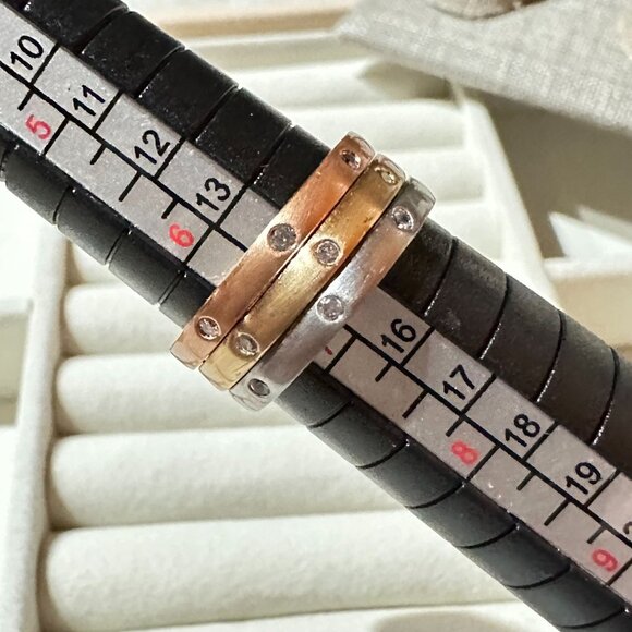 Park Lane Trio Stacking Rings - Rose Gold Yellow Gold & Silver W Crystal Accents - Picture 3 of 8